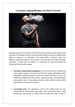 5 Common Vaping Mistakes You Need To Avoid