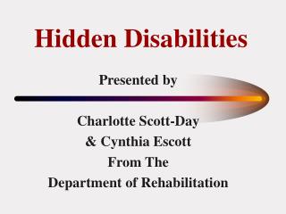 Hidden Disabilities