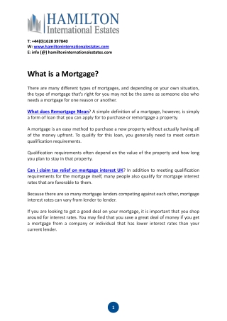 What is a Mortgage?