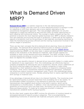 What Is Demand Driven MRP?