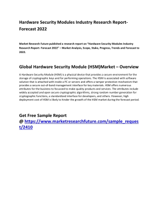 Hardware Security Modules Market 2020 - Identify Opportunities and Challenges