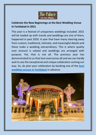 Celebrate the New Beginnings at the Best Wedding Venue in Faridabad in 2021