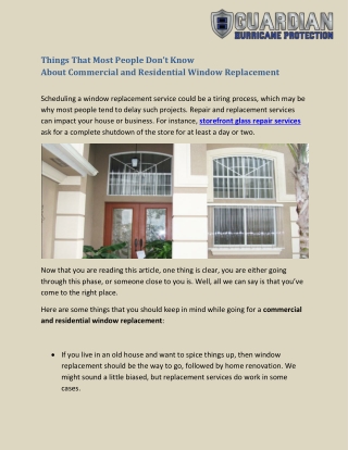 Hire The Commercial and Residential Window Replacement