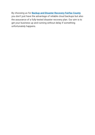 Backup and Disaster Recovery Fairfax County