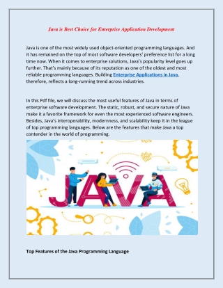 Java is Best Choice for Enterprise Application Development