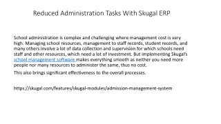 Reduced Administration Tasks With Skugal ERP