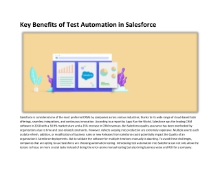 Key Benefits of Test Automation in Salesforce