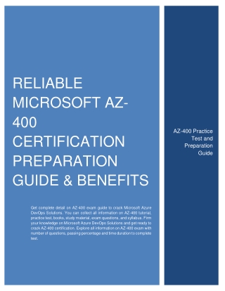 Reliable Microsoft AZ-400 Certification Preparation Guide & Benefits