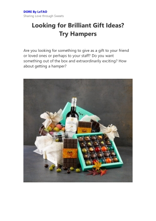 Looking for Brilliant Gift Ideas? Try Hampers