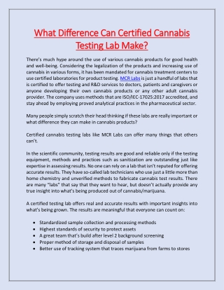 What Difference Can Certified Cannabis Testing Lab Make?