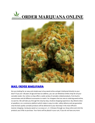 ORDER MARIJUANA ONLINE