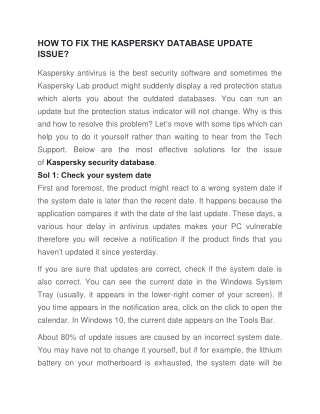 How to fix the Kaspersky database update issue?