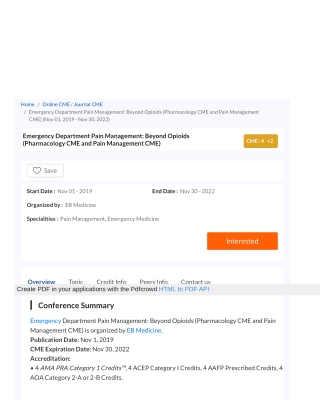 Emergency Department Pain Management: Beyond Opioids | Regitser for Pharmacology CME on eMedEvents