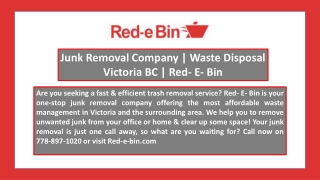 Junk Removal Company | Waste Disposal Victoria BC | Red- E- Bin