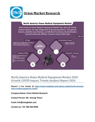 North America Home Medical Equipment Market 2020 Growth, COVID Impact, Trends Analysis Report 2026