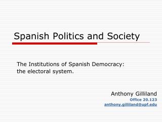Spanish Politics and Society