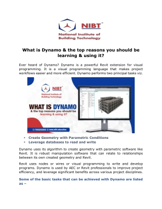 What is Dynamo & the top reasons you should be learning & using it?