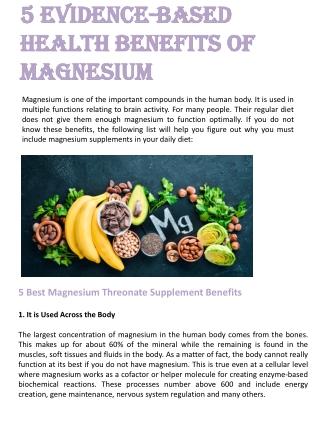 5 Evidence-Based Health Benefits of Magnesium