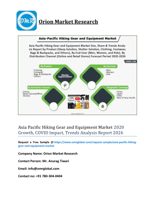 Asia Pacific Hiking Gear and Equipment Market 2020 Growth, COVID Impact, Trends Analysis Report 2026