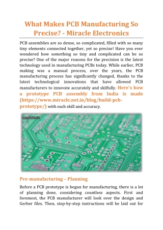 What Makes PCB Manufacturing So Precise - Miracle Electronics