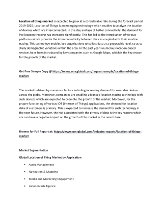 Location of Things Market  Size, Growth | Industry Analysis and Forecast 2019-2025