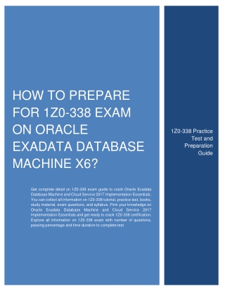 How to prepare for 1Z0-338 Exam on Oracle Exadata Database Machine X6?