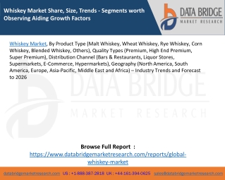 Whiskey Market Share, Size, Trends - Segments worth Observing Aiding Growth Factors