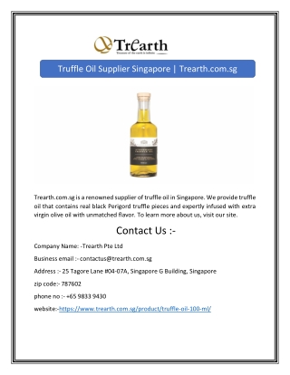 Truffle Oil Supplier Singapore | Trearth.com.sg