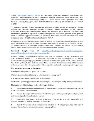 Virtualization Security Market Analysis by Top Players, Size, Share and Forecast to 2027