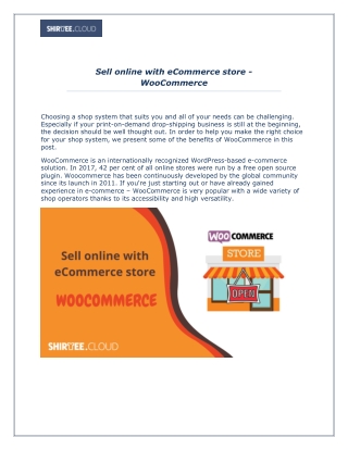 Sell online with eCommerce store - WooCommerce