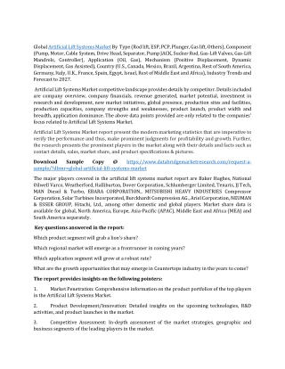 Artificial Lift Systems Market Trends, Analysis, Key Players and Forecast 2027