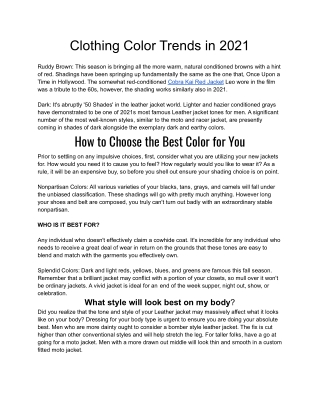 Clothing Color Trends in 2021