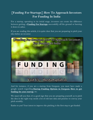 [Funding For Startups] How To Approach Investors For Funding In India