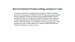 Best eCommerce Product selling company in India