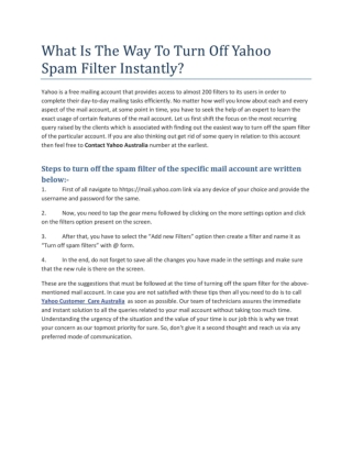 What Is The Way To Turn Off Yahoo Spam Filter Instantly