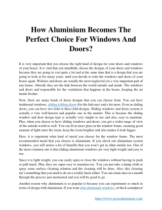 How Aluminium Becomes The Perfect Choice For Windows And Doors?