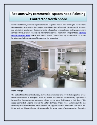 Reasons why commercial spaces need Painting Contractor North Shore