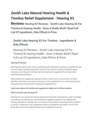 Zenith Labs Natural Hearing Health & Tinnitus Relief