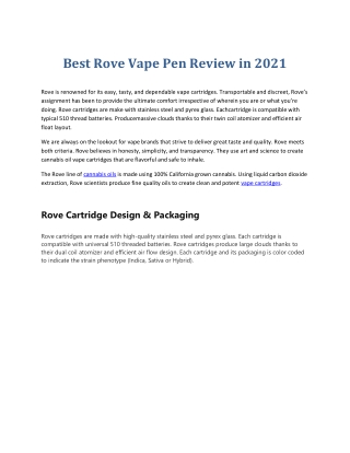 Best Rove Vape Pen Review in 2021