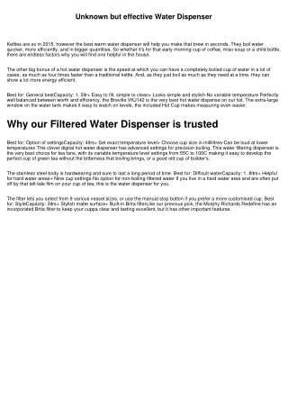 Why our Mains Water Dispenser is relied on