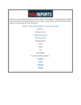 Online Miami Fishing Reports | ReelReports.com