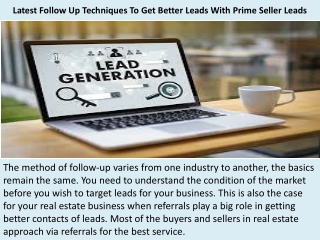 Prime Seller Leads Reviews - Latest Follow Up Techniques To Get Better Leads With Prime Seller Leads