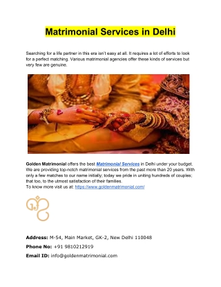 Top Matrimonial Services in Delhi