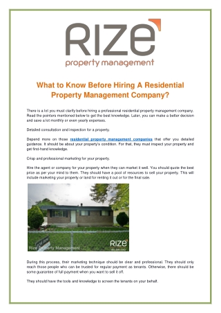 What to Know Before Hiring A Residential Property Management Company