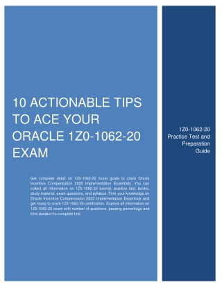 Best 10 Actionable Tips to Ace Your Oracle 1Z0-1062-20 Exam