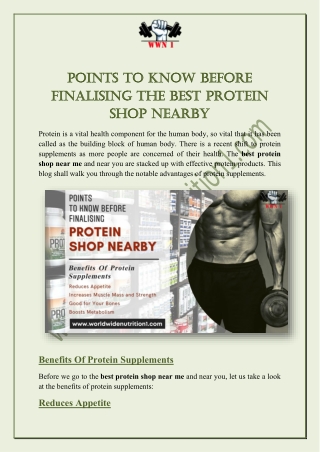 POINTS TO KNOW BEFORE FINALISING THE BEST PROTEIN SHOP NEARBY