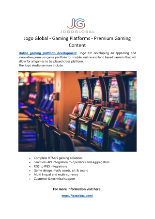 Jogo Global - Gaming Platforms - Premium Gaming Content