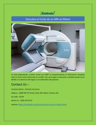 Descubra el Costo de un MRI en Miami