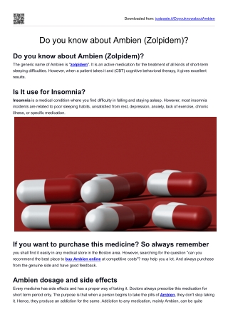 Do you know about Ambien (Zolpidem)?