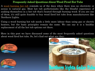 Wood Burning Hot Tubs  - Northern Lights Cedar Tubs